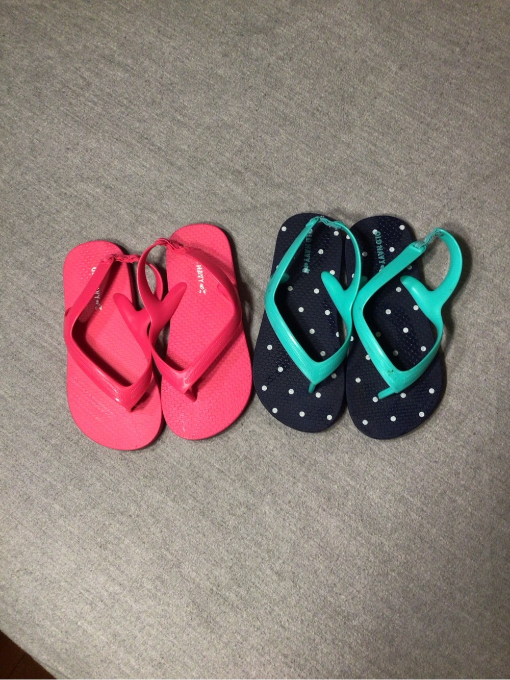 Old Navy Pink and Teal Polka Dot Kids Flip Flop Set